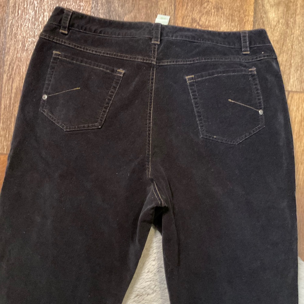 Sigrid Olsen Velveteen Pants Size 16 Womens Black Modernist Tan Stitch Velvet - Picture 8 of 9